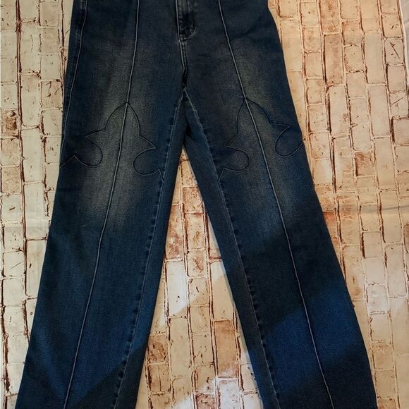 Judy Blue Dark Wash Denim with Brown Patch - Picture 6 of 12